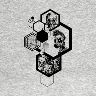 Punk Gasmask Hexagons T-Shirt